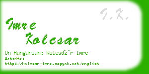 imre kolcsar business card
